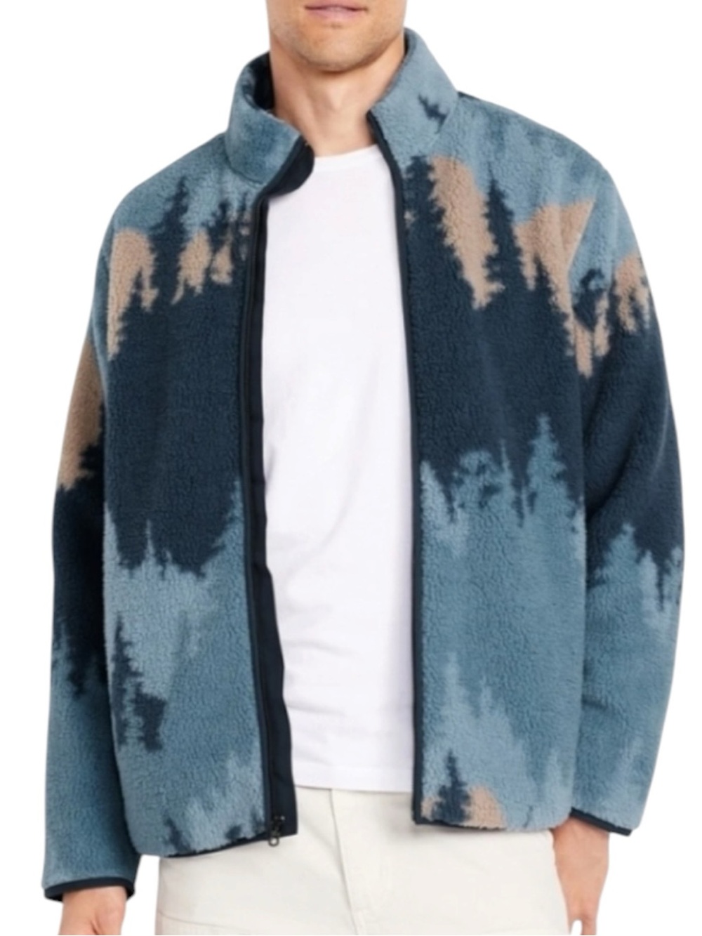 OLD NAVY Mountain Scape Scenic Full Zip Fleece / Sherpa  Jacket Size Med — WOW!!